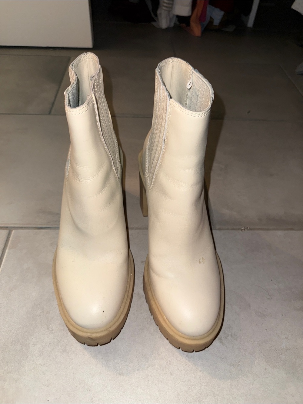 Dolce Vita Cream Lug-Sole Chelsea Ankle Boots